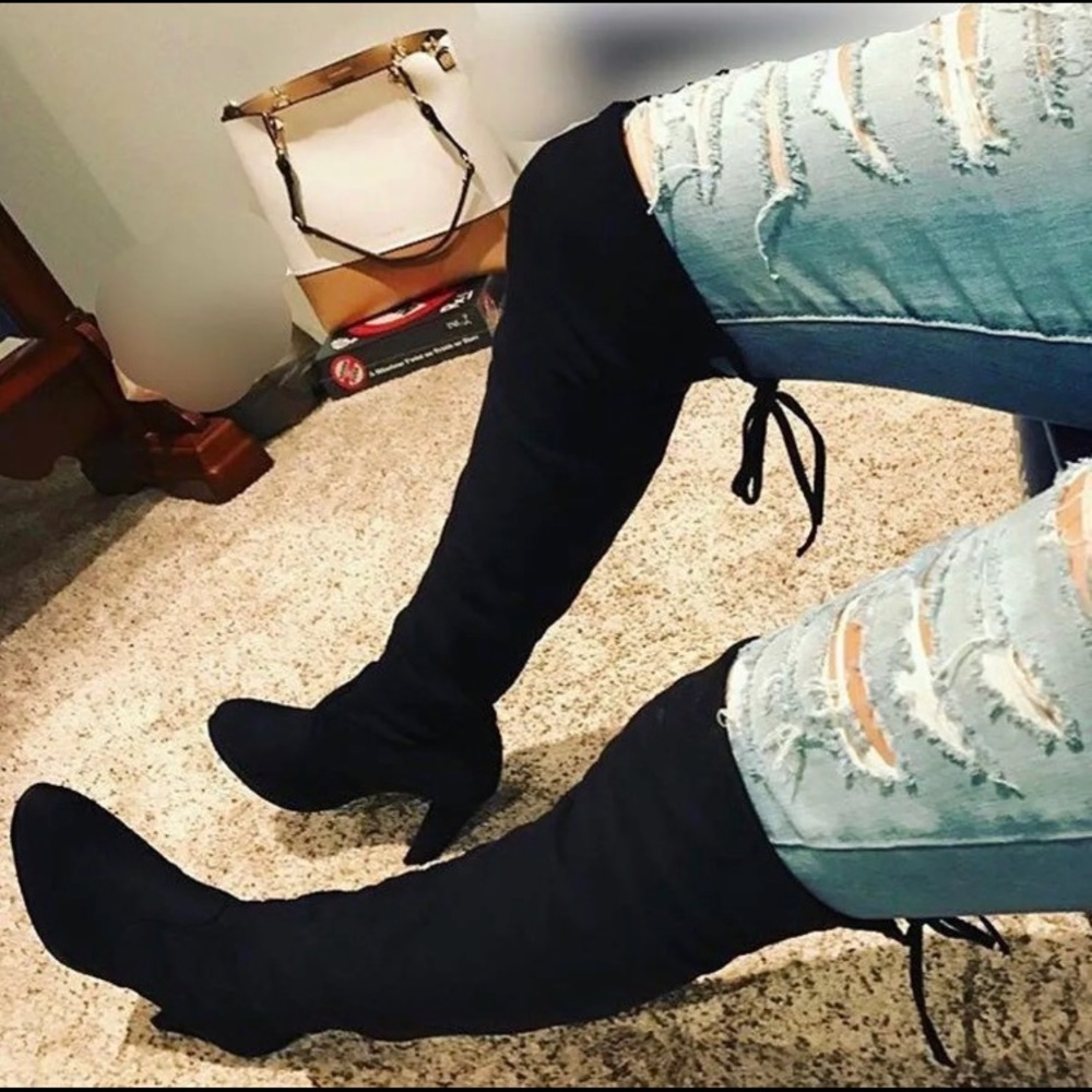 Black knee high boots